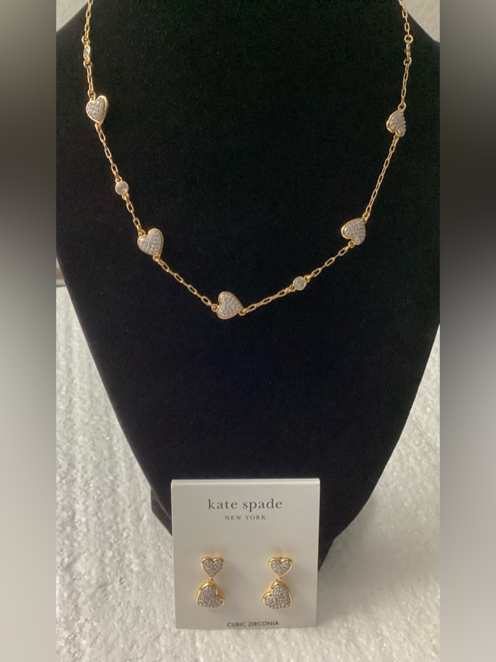 kate spade Cubic Zirconia Pavé & Bezel Station Collar Necklace & Earrings Set